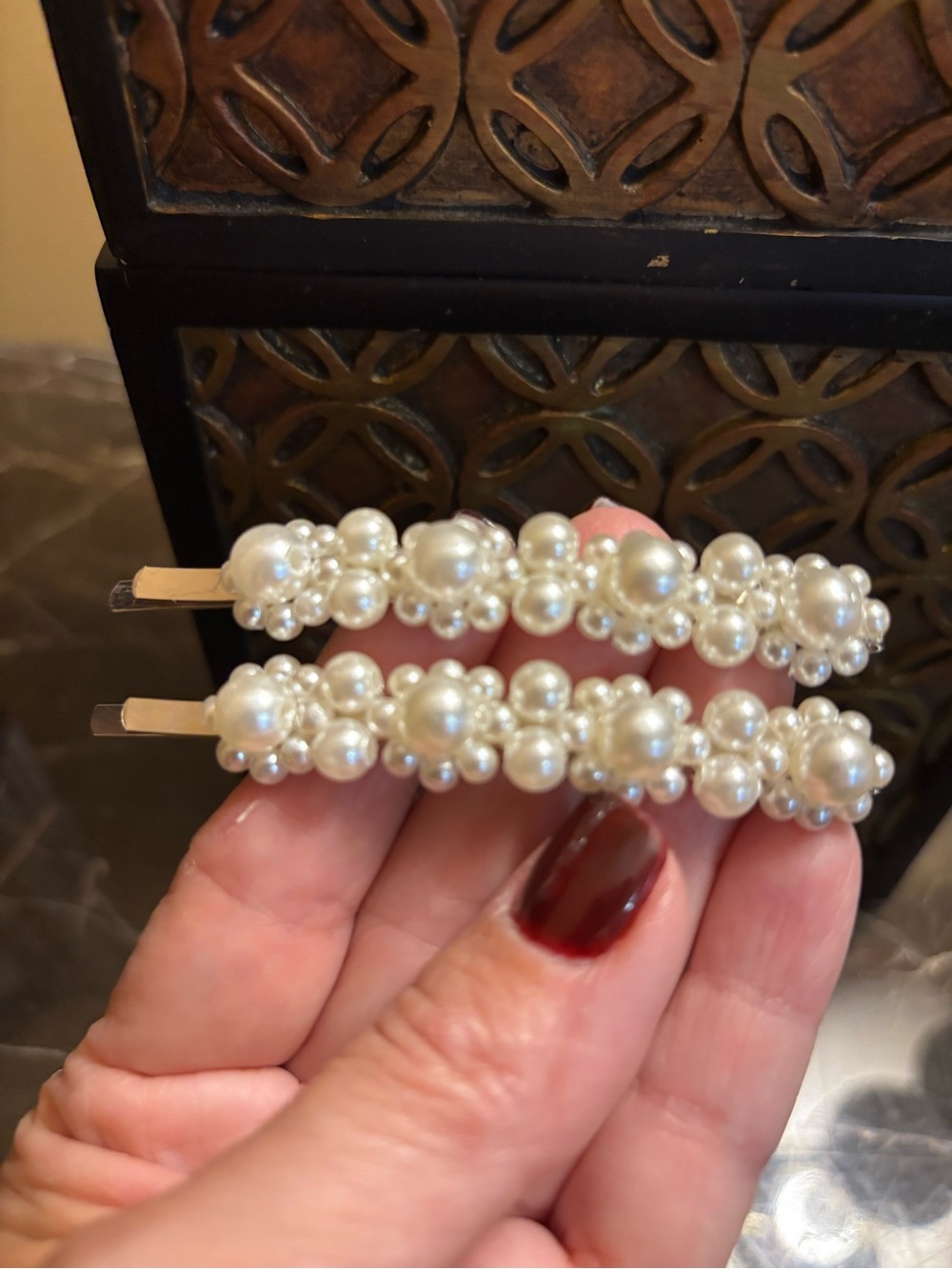 Pearl Cluster Hair Clips - Pearl Barrette Set